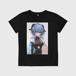 Футболка хлопковая детская Геншин Гань Юй, цвет: черный