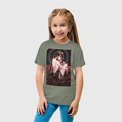 Футболка хлопковая детская Геншин Ху Тао, цвет: авокадо — фото 2