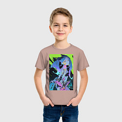 Футболка хлопковая детская Киберпанк Люсина Кусинада, цвет: пыльно-розовый — фото 2