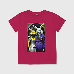 Футболка хлопковая детская Семейная пара покемонов - нейроарт, цвет: маджента