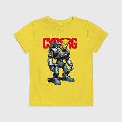 Футболка хлопковая детская Cyborg Homer Simpson - ai art fantasy, цвет: желтый