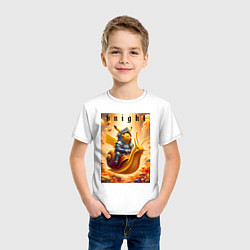 Футболка хлопковая детская Pikachu knight on a snail - ai art fantasy, цвет: белый — фото 2