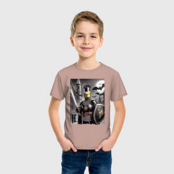 Футболка хлопковая детская Рыцарь Гомер Симпсон - нейроарт фантазия, цвет: пыльно-розовый — фото 2