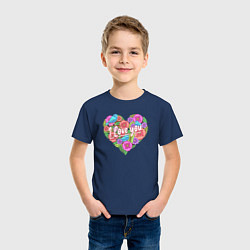 Футболка хлопковая детская Love flowers, цвет: тёмно-синий — фото 2