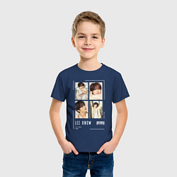 Футболка хлопковая детская Lee know stray kids cute, цвет: тёмно-синий — фото 2