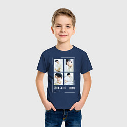 Футболка хлопковая детская Seungmin stray kids cute, цвет: тёмно-синий — фото 2