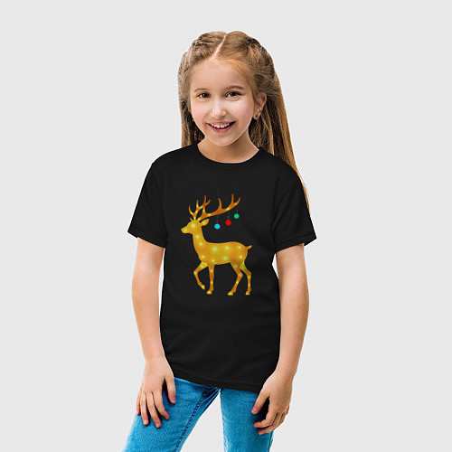 Детская футболка Олень с новогодними шарами / Черный – фото 4