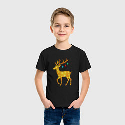 Футболка хлопковая детская Олень с новогодними шарами, цвет: черный — фото 2