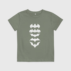 Футболка хлопковая детская Бэтмен знаки, цвет: авокадо