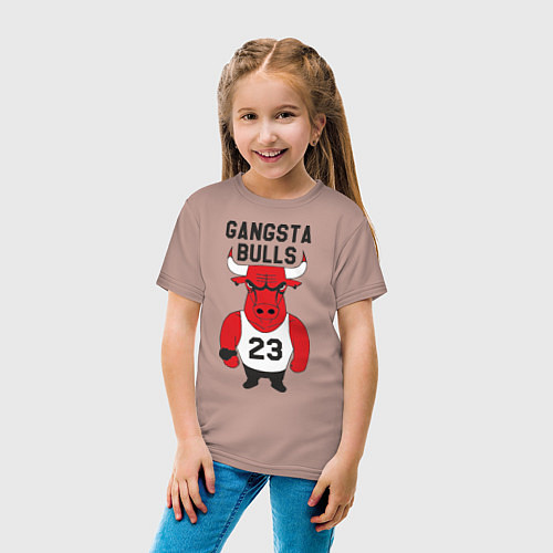 Детская футболка Gangsta Bulls 23 / Пыльно-розовый – фото 4