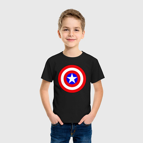 Детская футболка Captain America logo / Черный – фото 3