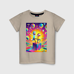 Футболка хлопковая детская Rick and Morty - surrealistic fantasy, цвет: миндальный