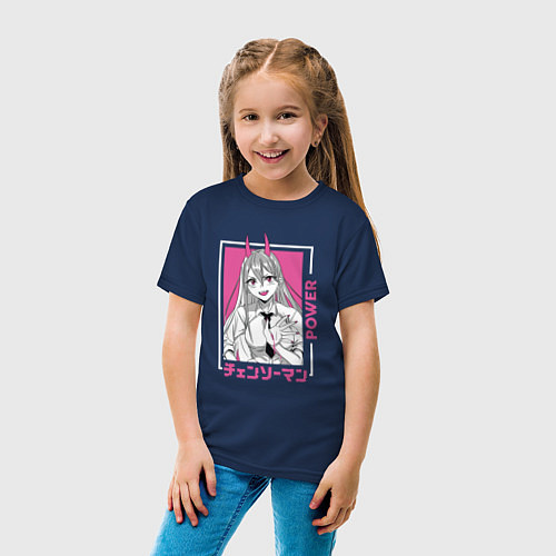 Детская футболка Человек-бензопила Пауэр каваи / Тёмно-синий – фото 4