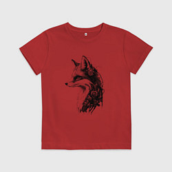 Футболка хлопковая детская Лис-андроид, цвет: красный