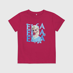 Футболка хлопковая детская Эльза Холодное сердце, цвет: маджента