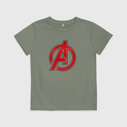Футболка хлопковая детская Мстители логотип, цвет: авокадо