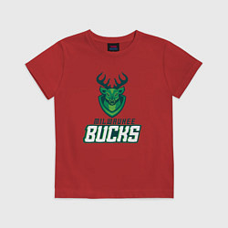 Футболка хлопковая детская Milwaukee Bucks NBA, цвет: красный