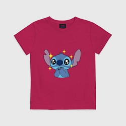 Футболка хлопковая детская Stitch stars, цвет: маджента
