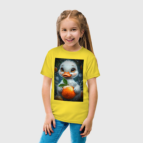 Детская футболка Уточка с мандаринами / Желтый – фото 4