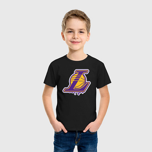 Детская футболка Lakers team / Черный – фото 3