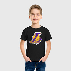 Футболка хлопковая детская Lakers team, цвет: черный — фото 2