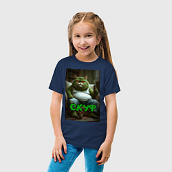 Футболка хлопковая детская Кот скуф, цвет: тёмно-синий — фото 2