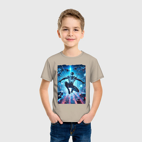 Детская футболка Spider man - cyberpunk fantasy / Миндальный – фото 3