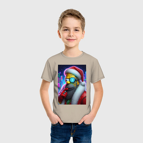 Детская футболка Simpson Claus - cyberpunk / Миндальный – фото 3