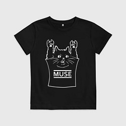 Футболка хлопковая детская Muse - cat rock, цвет: черный