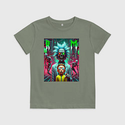 Футболка хлопковая детская Rick and Morty - horror fantasy, цвет: авокадо