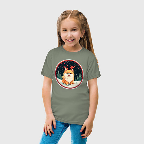 Детская футболка Милый померанец с оленьими рожками / Авокадо – фото 4