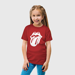 Футболка хлопковая детская Rolling Stones - white logo, цвет: красный — фото 2
