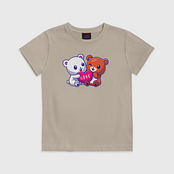 Футболка хлопковая детская Teddy love, цвет: миндальный