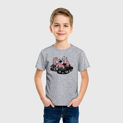 Футболка хлопковая детская Схватка с космическим осьминогом, цвет: меланж — фото 2