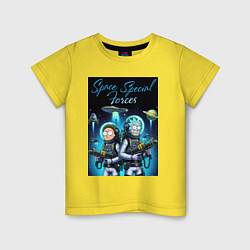 Футболка хлопковая детская Rick and Morty - space special forces, цвет: желтый