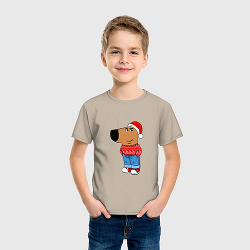 Детская футболка Чиловый парень- новогодний / Миндальный – фото 3