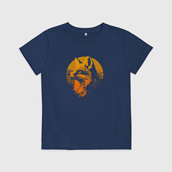 Футболка хлопковая детская Гордая лиса, цвет: тёмно-синий