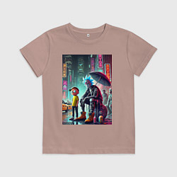 Футболка хлопковая детская Rick and Morty are homeless people from New York, цвет: пыльно-розовый