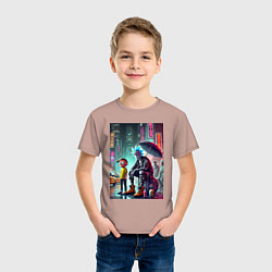 Футболка хлопковая детская Rick and Morty are homeless people from New York, цвет: пыльно-розовый — фото 2