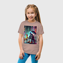 Футболка хлопковая детская Rick and Morty are homeless people from New York, цвет: пыльно-розовый — фото 2