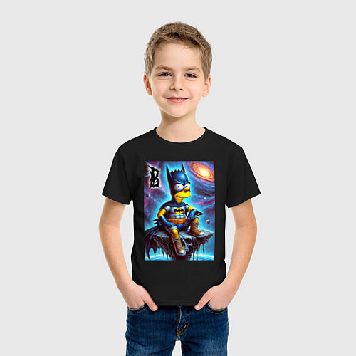Детская футболка Batbart - ai art fantasy / Черный – фото 3