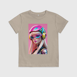 Футболка хлопковая детская Sweet Barbie - cyberpunk, цвет: миндальный