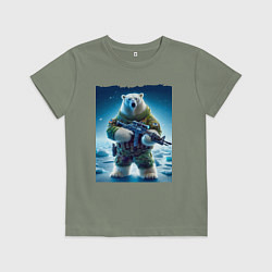 Футболка хлопковая детская Polar bear - special forces, цвет: авокадо