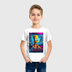 Футболка хлопковая детская Барт Симпсон увлёкся игрой, цвет: белый — фото 2