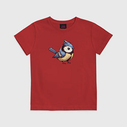 Футболка хлопковая детская Синичка, цвет: красный