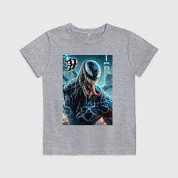 Футболка хлопковая детская Venom in New York city - ai art fantasy, цвет: меланж