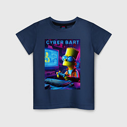 Футболка хлопковая детская Cyber Bart is an avid gamer, цвет: тёмно-синий