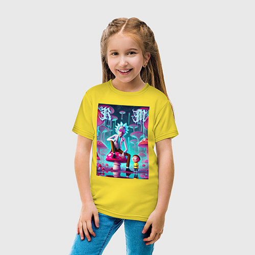 Детская футболка Rick and Morty under the mushrooms / Желтый – фото 4