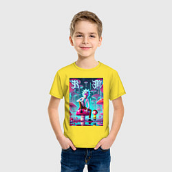 Футболка хлопковая детская Rick and Morty under the mushrooms, цвет: желтый — фото 2