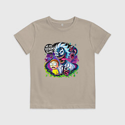Футболка хлопковая детская Rick and Morty - we are Venom slime, цвет: миндальный